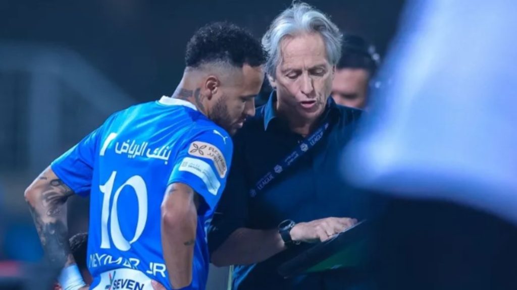 Neymar e Jorge Jesus no Al-Hilal. Reprodução/Twitter/Al-Hilal