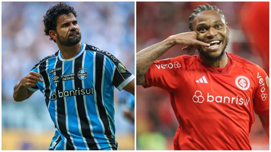 Diego Costa e Luiz Adriano estão sem contrato. Foto: Divulgação Grêmio / Divulgação Internacional