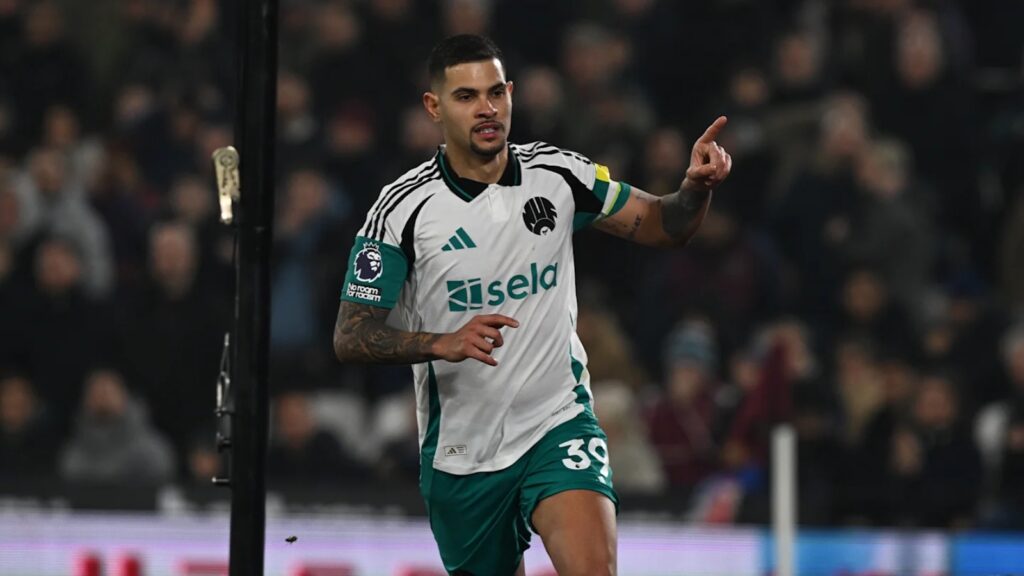 Bruno Guimarães comemora gol. Foto: Divulgação/Newcastle