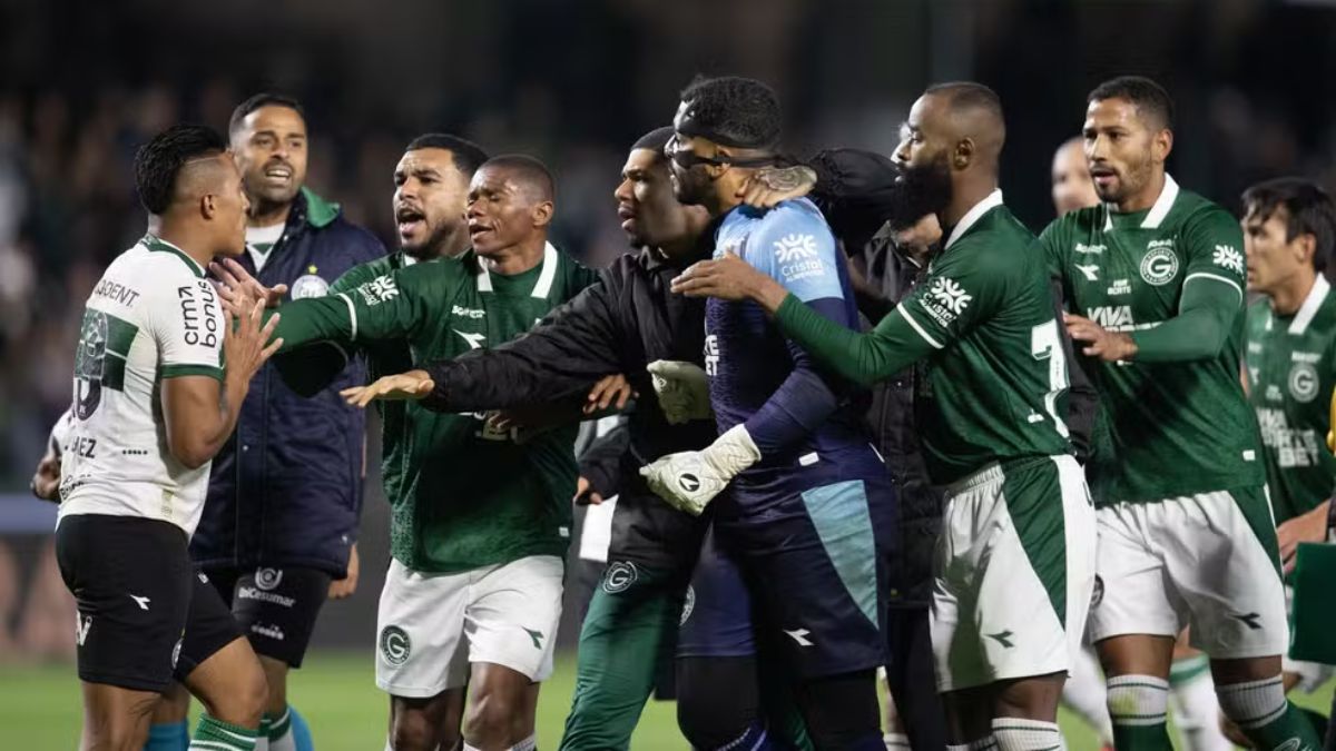 Confusão entre Coritiba x Goiás (Foto: Reprodução/Redes Sociais)