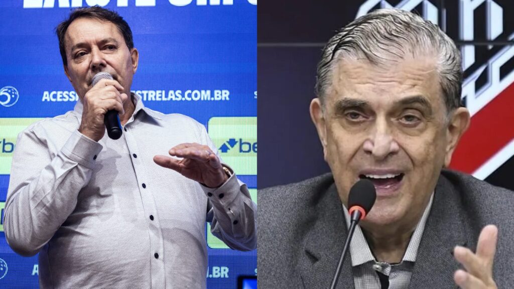 Petraglia, presidente do Athletico-PR e Pedrinho do Cruzeiro - (Foto: Divulgação/Athletico/Cruzeiro)