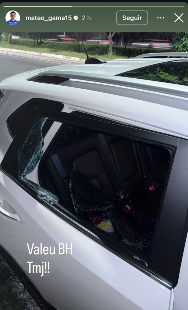 Gamarra, do Athletico-PR publica vidro quebrado nas redes (Foto: Reprodução/Instagram)